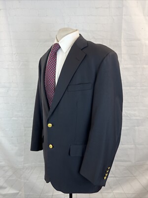 LORO PIANA SUPER 120 Brooks Brothers Men's Black Solid Wool Blazer