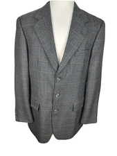 Mark Alexander Mens 42L Multi Color Herringbone Wool Blend Sport Coat S23