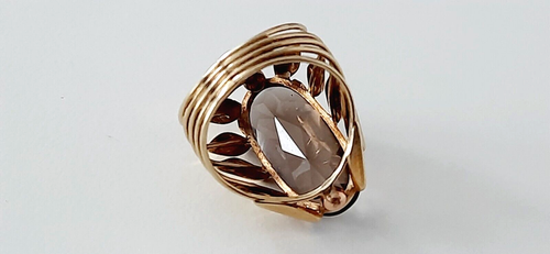 GOLD DESIGN RING ° 585 / 1000 ° 14 K ° RAUCHQUARZ ° Goldschmuck ° Modernist ° - Bild 7 von 15