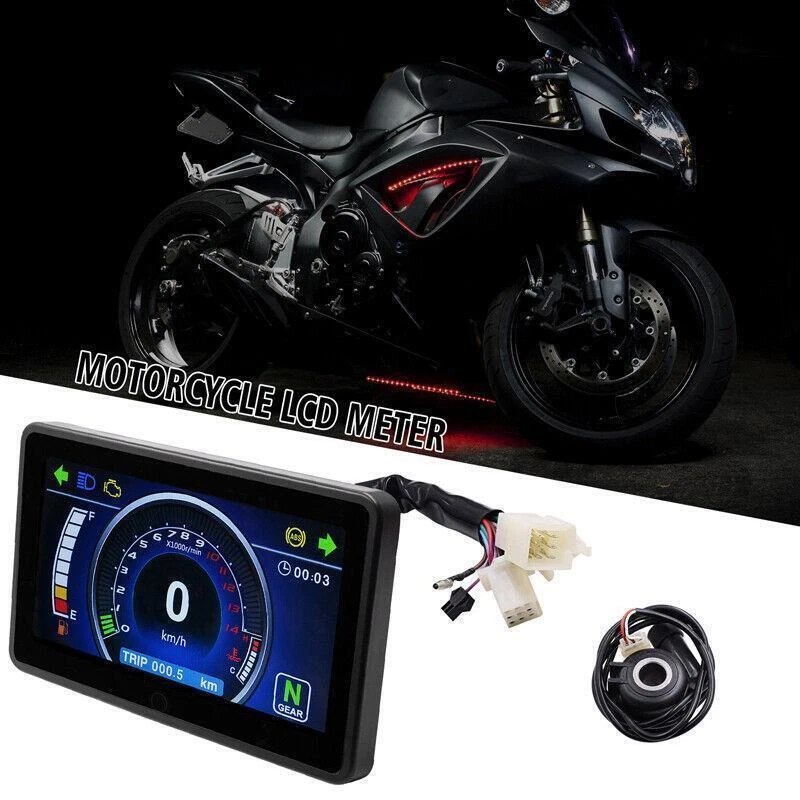 Velocímetro digital con pantalla LCD completa para motocicleta con sensor de velocidad universal Foto 4 de 4