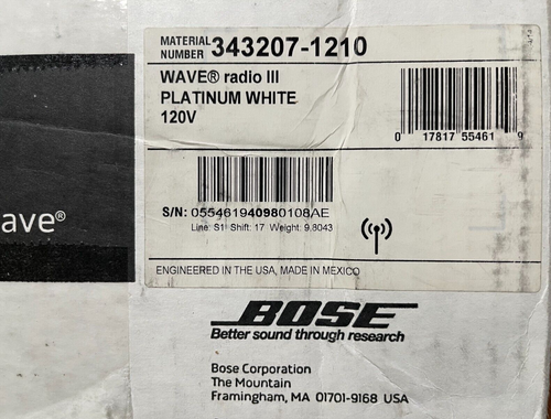Bose Wave Radio III FM/AM Tuner Stereo Platinum White 343207-1210 Never Opened N - Picture 5 of 7