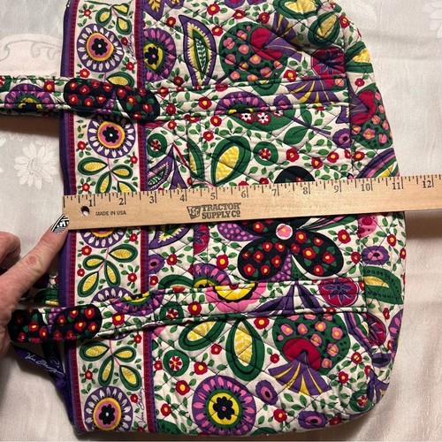 Vera Bradley Viva La Vera Floral Tote Bag Large Purse Purple Yellow Bright Funky - Picture 9 of 13