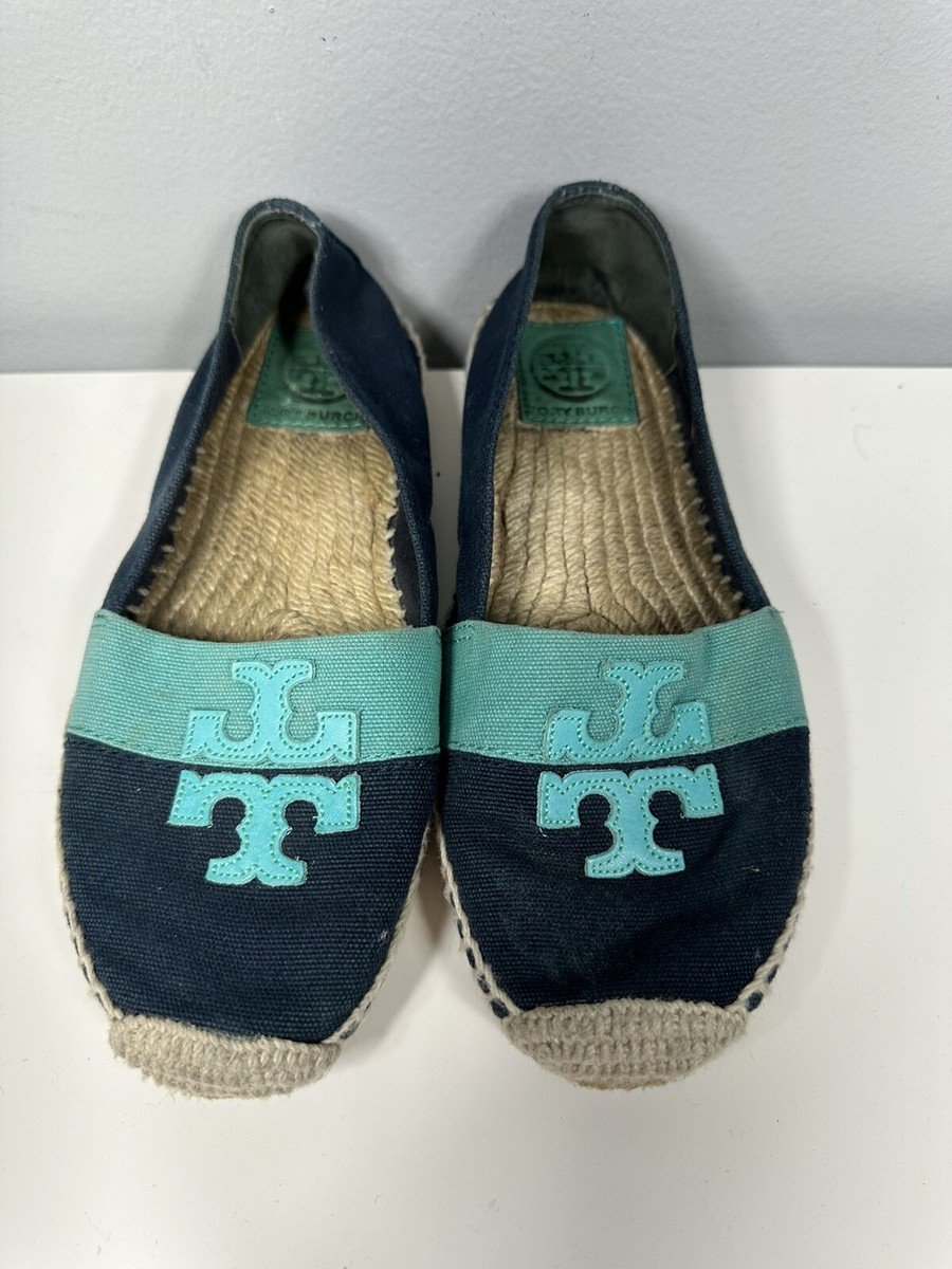 Tory Burch Weston Island Flat Espadrille Turquoise Navy Size  display picture 1