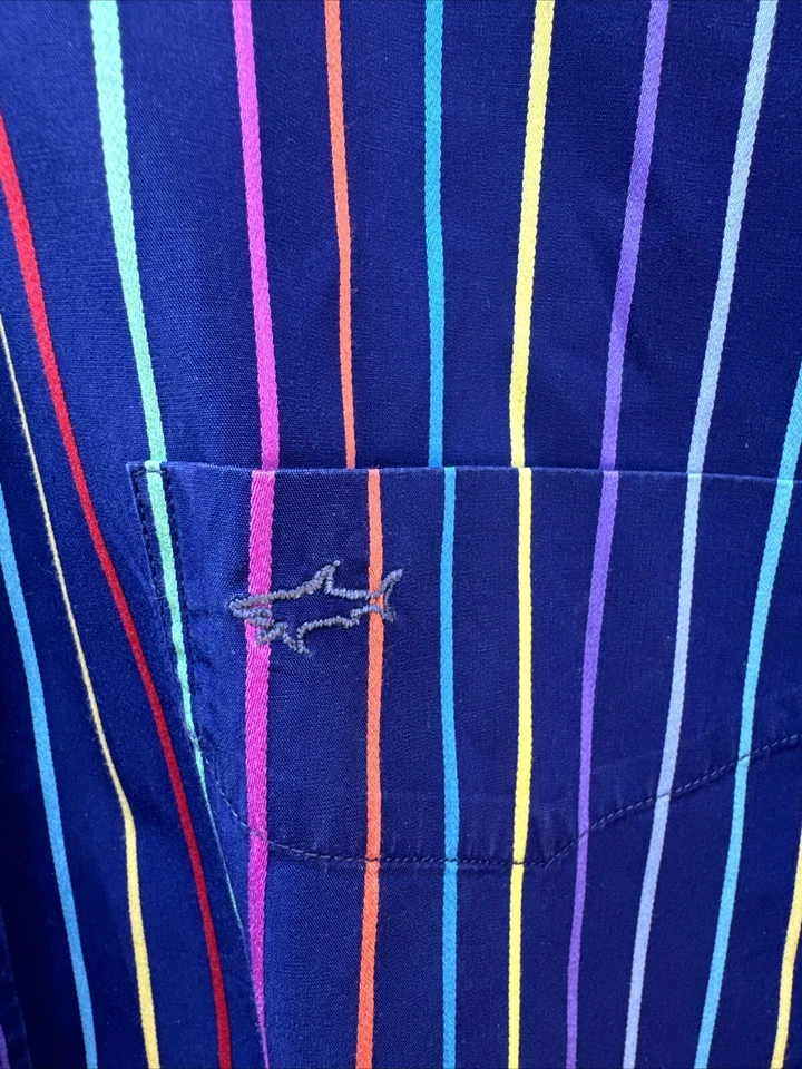 Paul & Shark Yachting Made in Italy the Yacht Club Multi-Color Stripe Shirt Sz42 - Image 3 of 4