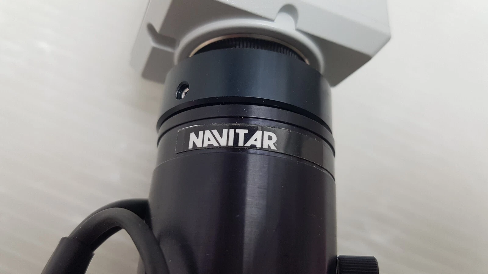 Navitar label on the zoom lens next to the JAI camera