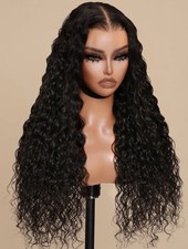 24 Inch Deep Wave Lace Front Glueless Human Hair Wig 7x5 Closure