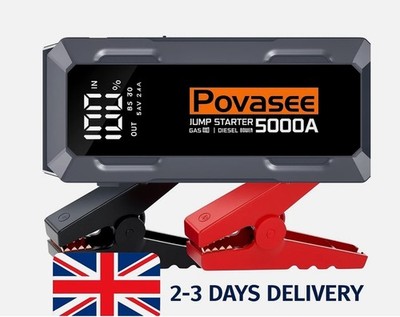 Povasee 5000A Notfall Auto Starthilfe Powerbank 12V Tragbar Batterie Booster