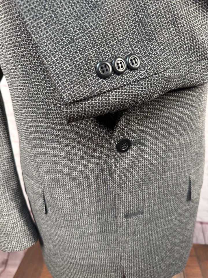 PIERRE CARDIN Mens Gray Wool Classic Fit 2-Button Sport Coat Blazer Jacket 38S - Image 4 of 4