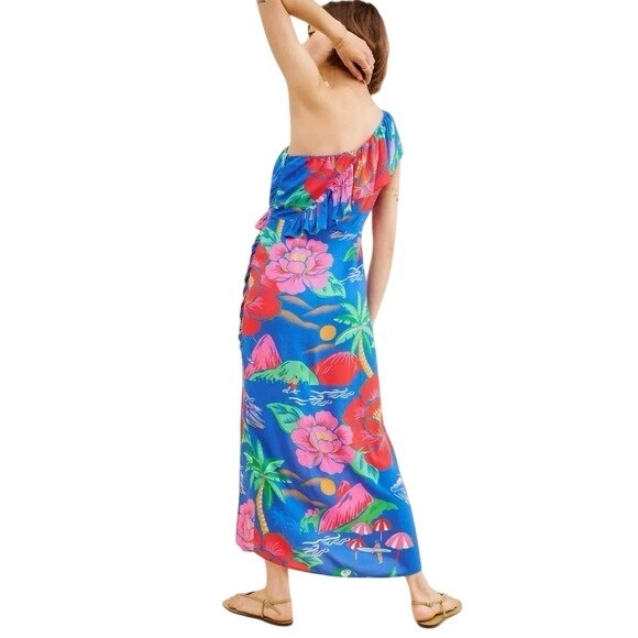 Maxi Vestido Farm Rio for Anthropologie Estampado Floral Un Hombro Foto 2 de 4