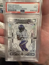2023 Panini Obsidian Jordan Addison Rookie Electric Etch White Contra SSP PSA 9