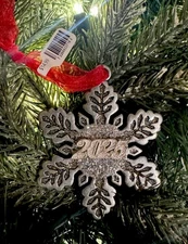 2025 Year Silver Sparkle Snowflake Harvey Lewis Christmas Tree Ornament, New