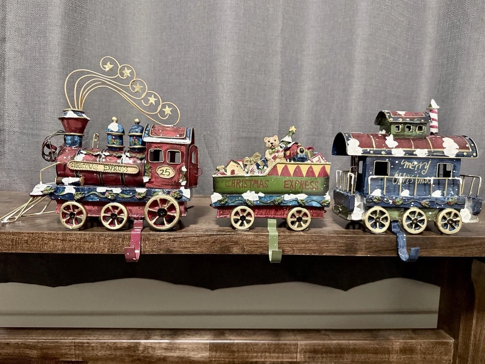 Christmas Express 3Pc Stocking Holder Set – Festive Mantel Decor (Free Shipping) - Image 2 of 2