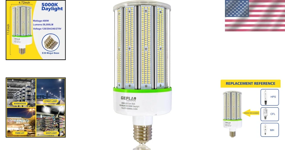 High Efficiency 400W LED Bulb - E39 Mogul Base, Instant On & 360 Degree Beam - Image 2 of 4