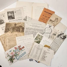 19 antique papers 1900s programs letters forms ephemera paper pack Q51