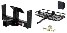 Trailer Hitch + Cargo Carrier Basket Folding + Anti-Rattle Pin Kit CURT #13318