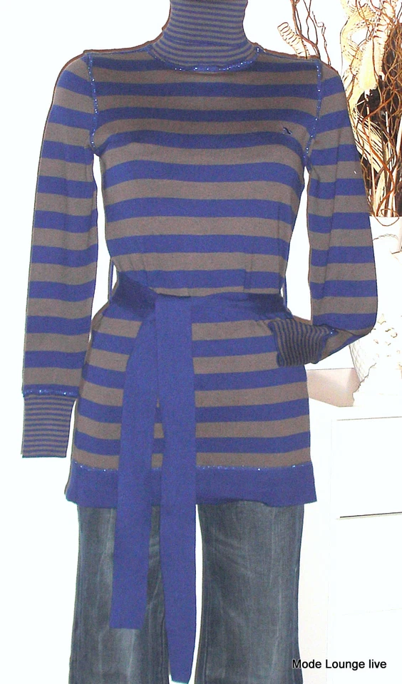 s. OLIVER Rollkragen-PULLOVER gestreift M 38, jumper lila Glitzer NEU - Bild 1 von 4