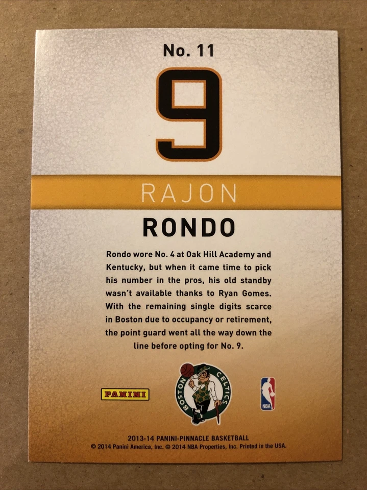 2013-14 Pinnacle Behind the Numbers #11 Rajon Rondo Basketball Card - Image 2 of 2