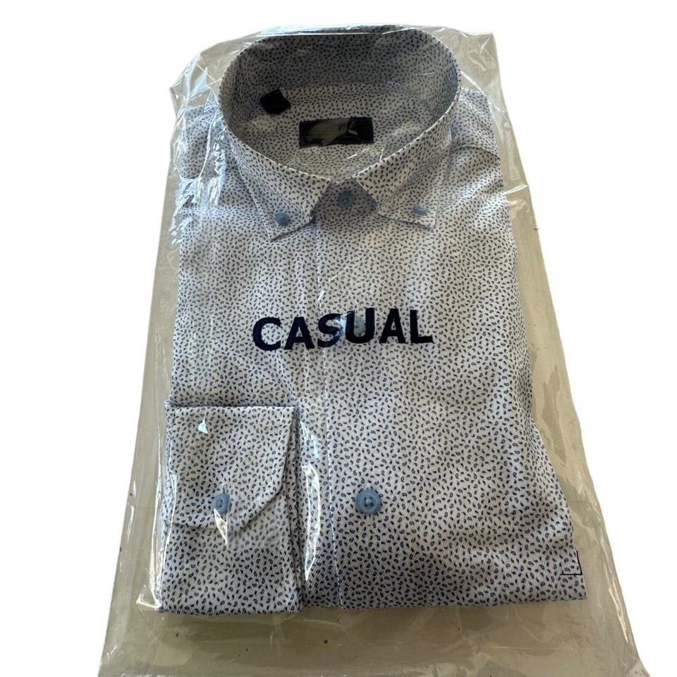 David Donahue Shirt Mens S Long Sleeve Casual White Blue All Over Paisley New - Image 2 of 4