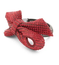 NEW Betsey Johnson Holiday Themed Sparkly Red Bow Adjustable Cocktail Ring