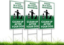 3X Single Sided 12 8 inch Clean Up After Your Dog Sign with Metal colorfull