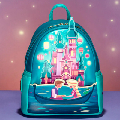   New LOUNGEFLY DISNEY Backpack RAPUNZEL TANGLED Glow in Dark Light LANTERN BOAT