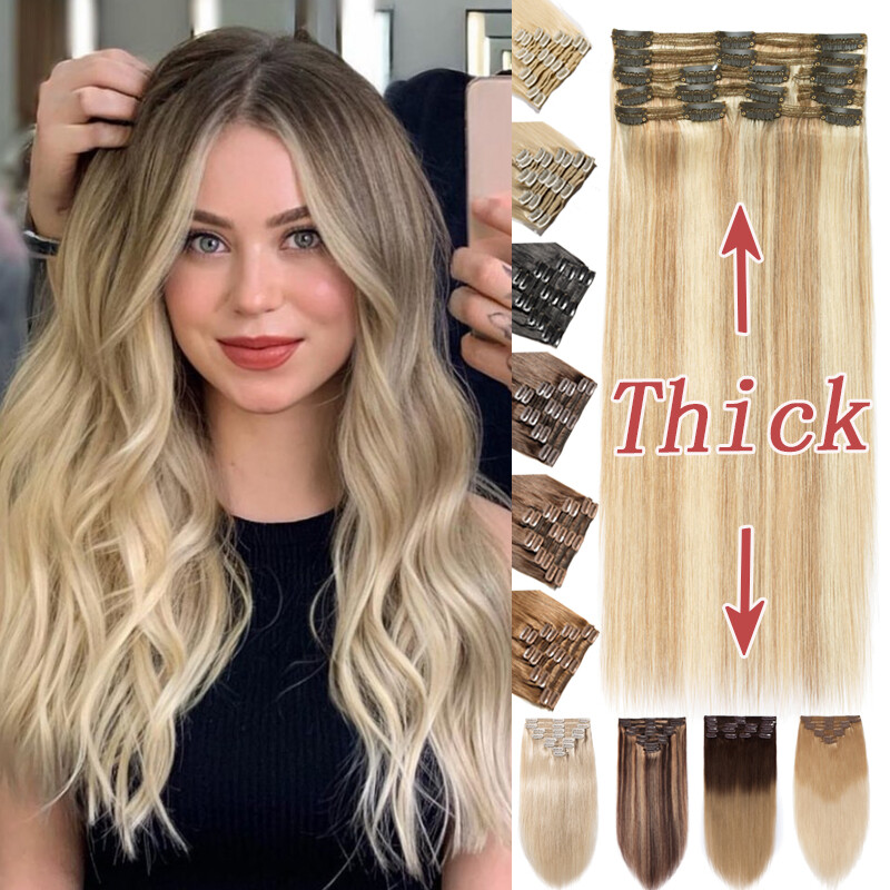 10-24inch Thick Double Weft Clip In 100% Remy Human Hair