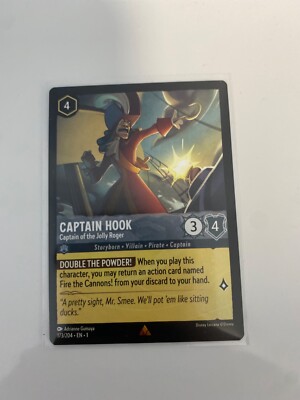 Disney Lorcana Captain Hook Captain Of The Jolly Roger Rare Trading Card 173/204