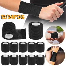 12/24PCS Tattoo Self Adhesive Bandage Wrap Grip Cohesive Elastic Tape 2" x 5yds