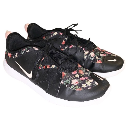 Nike Flex Contact 3 VF Shoes Children’s Girls Size 5.5 Black White Pink Floral - Picture 7 of 7