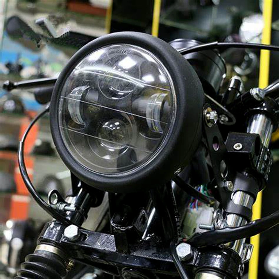 Universal Motorcycle 6.5" LED Hi/Lo Headlight + Bracket For Cafe Racer Bobber - Image 3 of 4