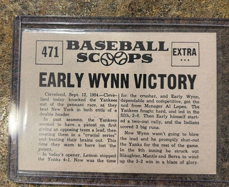 1961 Nu-Card Scoops Baseball #471 Early Winn Victory Crushes Yankees Cleveland - Image 2 of 2