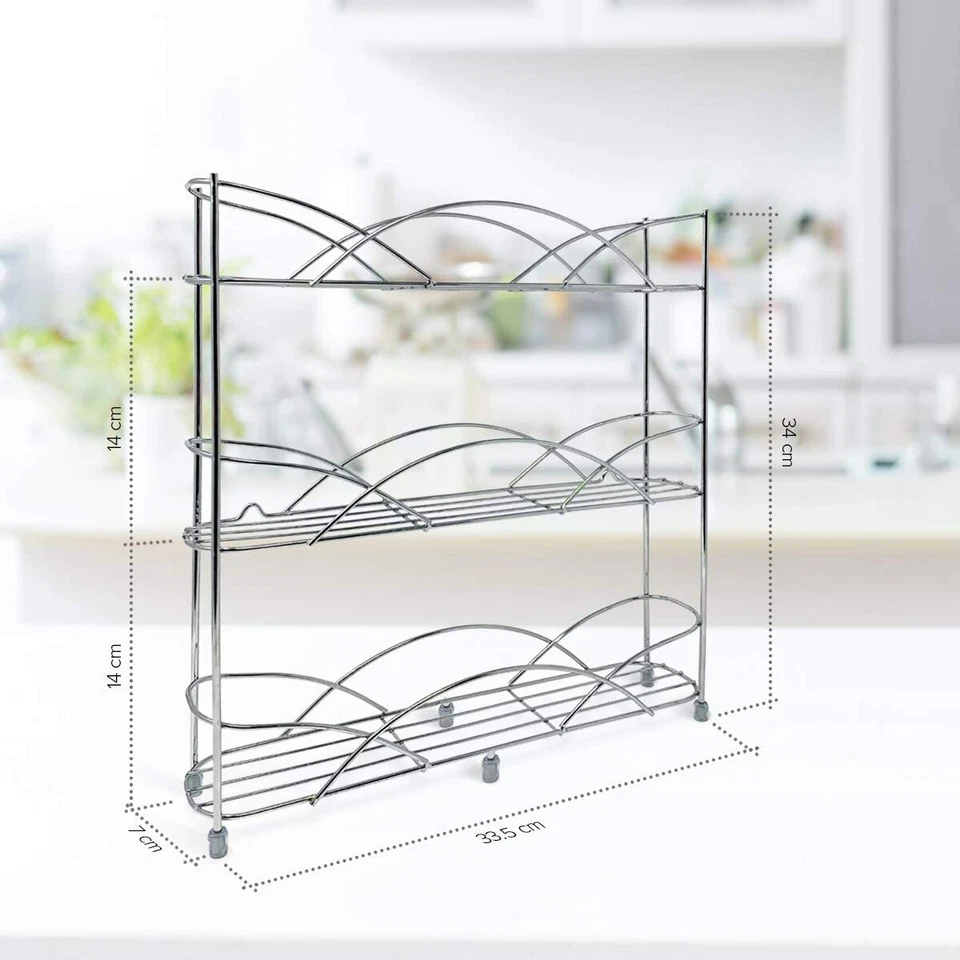 Supporto per Rack per Erbe a 3 Livelli Montato a Parete/Autoportante - D'argento - Immagine 2 di 4