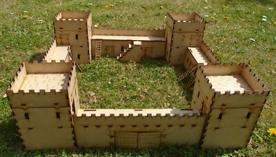 JB WARGAMMING 28mm Castle with tower each corner with building under walkway modular scenery