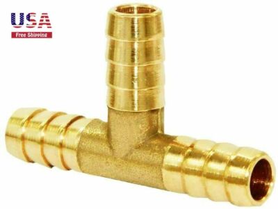5/16''ID Hose Barb Tee 3Way Union Fitting Intersection/Split Brass Water/Fuel/Air