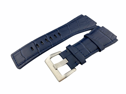24 mm schwarz/braun/marineblau Lederarmband Band passend für BELL&ROSS Armbanduhr Pin Schnalle - Bild 9 von 13