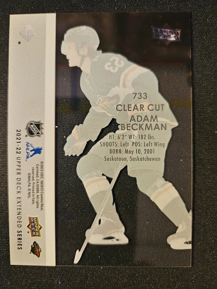 21-22 Adam Beckman Clear Cut Young Guns Minnesota Wild Prospect - Image 2 of 2