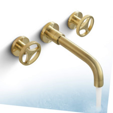 Bathroom Gold Wall Mounted Basin Sink Mixer Faucet Set Handle Taps
