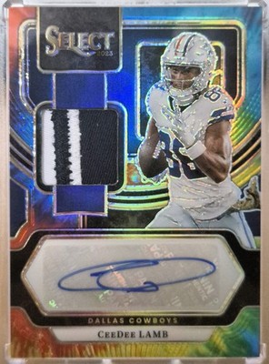 CEEDEE LAMB 2023 PANINI SELECT TIE DYE AUTOGRAPH 2 COLOR PATCH AUTO SP #06/25