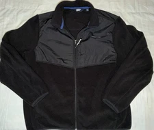 LAND’S END Fleece Jacket Mens XL Full Zip T200 Outdoor Pockets Midweight Black