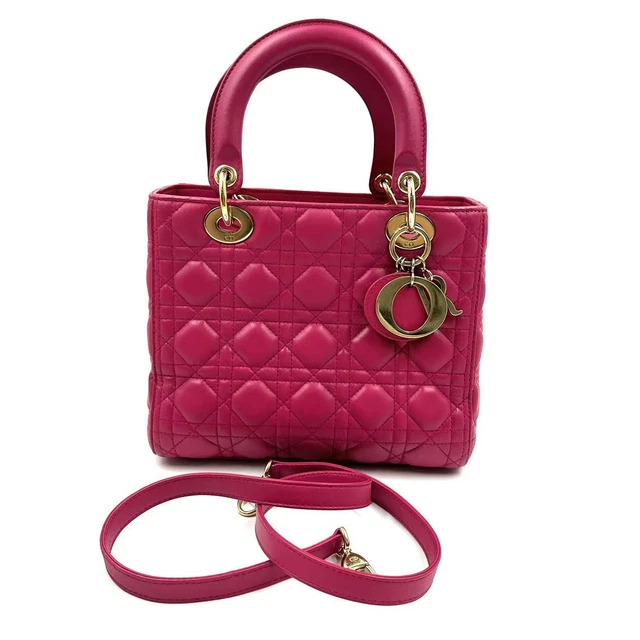 9.10 Live Christian Dior  Medium Lambskin Cannage Lady Dior Shoulder Bag