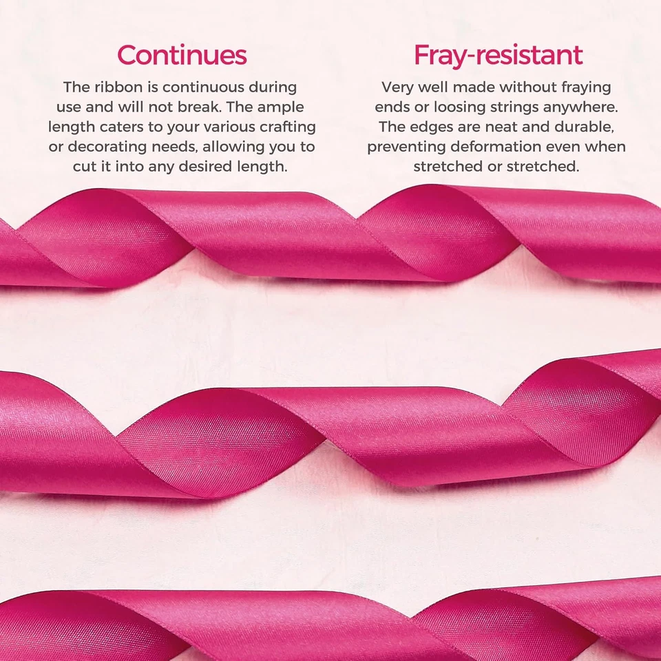 Rose Red Satin Ribbon 1/4 Inch X Continuous 25 Yards, Single Face Polyester Ribb - Image 4 of 4