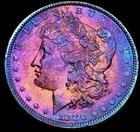 Morgan Silver Dollar 1880 O Uncirculated 90% Silver Monster Rainbow Toning