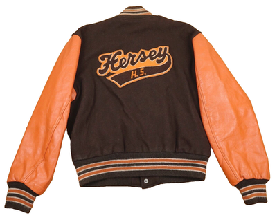 Vintage Hersey High School Jacket Mens Large 70s Varsity Orange