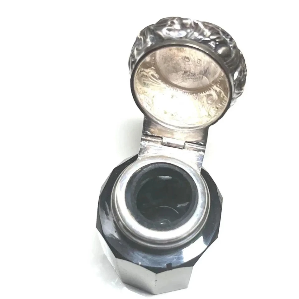 Botella de perfume de cristal victoriano tapa de reposo esterlina Reino Unido CC May & Son 1895 Foto 2 de 4