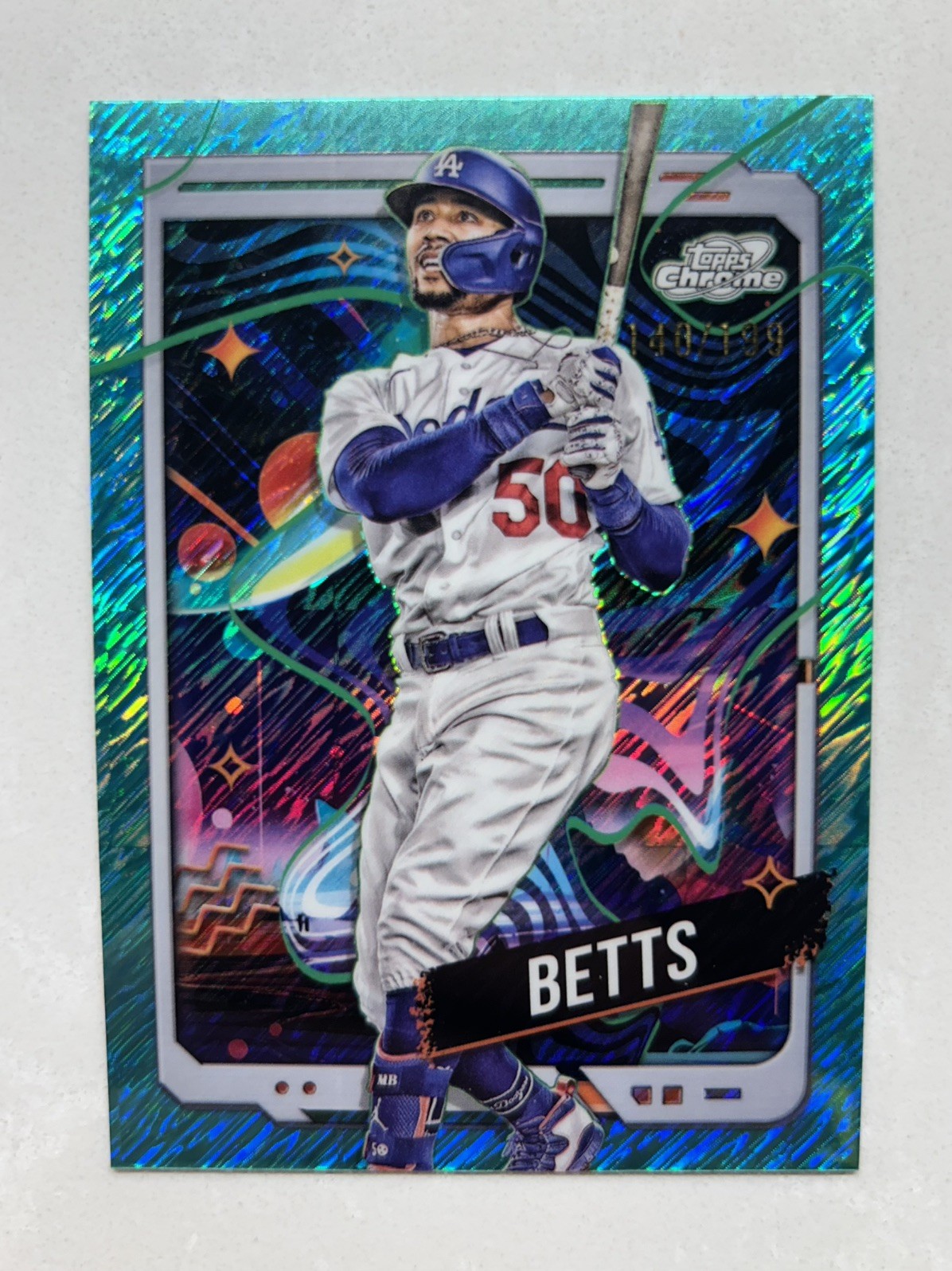 2024 Topps Chrome Cosmic Mookie Betts Aqua Equinox Refractor /199 Dodgers! 🔥
