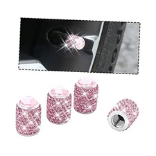 Bling Valve Stem Caps, 4 Pack Crystal Rhinestone Car Tire Valve Covers, Pink