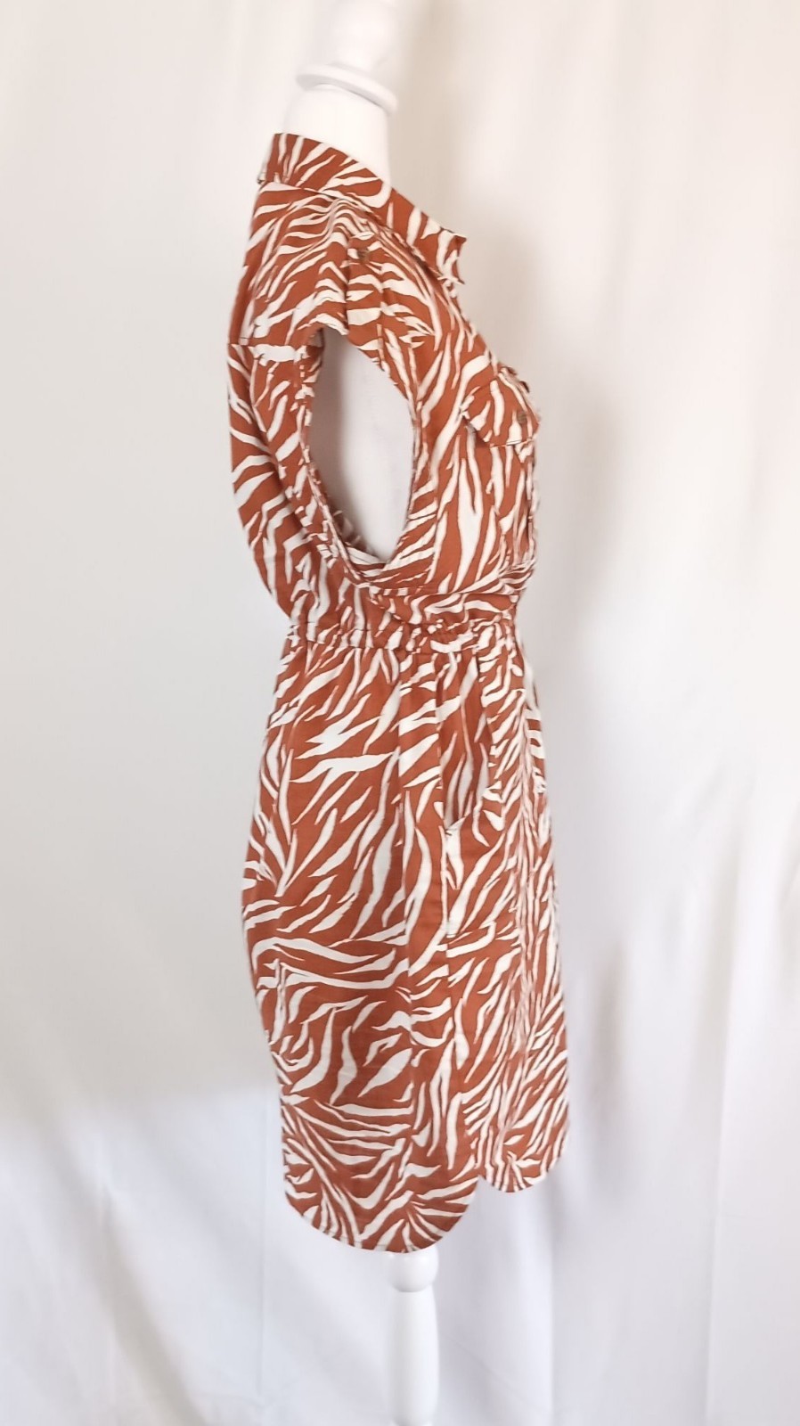 Time and Tru Brown Animal Print Utility Shirt Dress Women Size XL