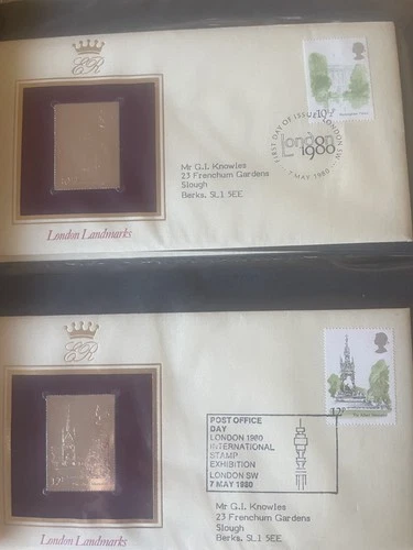 GB UK specialist collection in binder of 22ct gold replica stamps on FDC covers