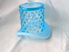 MCM40's Fenton AquamarineBlue TurquoiseOpalescent Hobnail TopHat ToothpickHolder