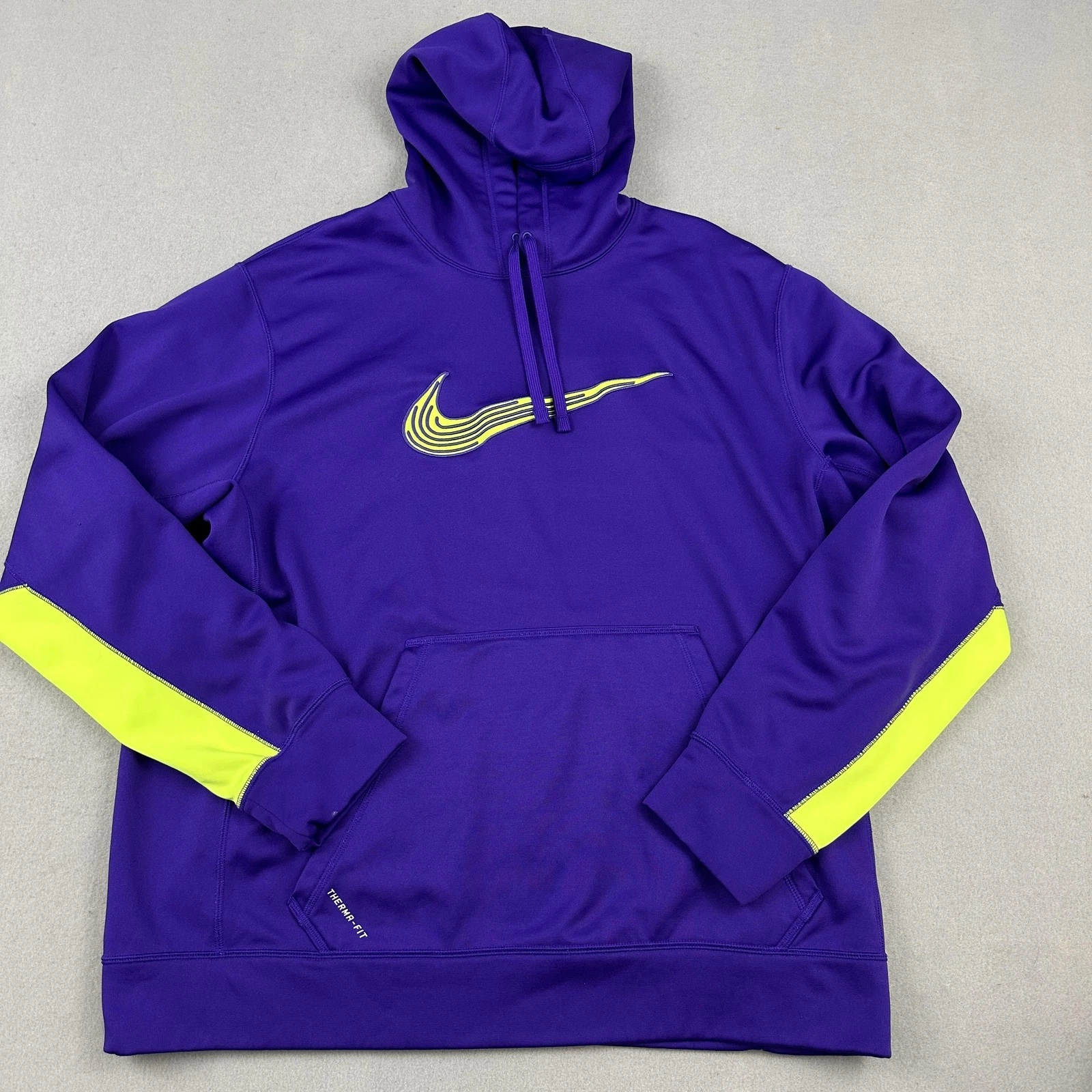 Nike Hoodie Men Extra Large Purple Pullover Swoosh Therma-FIT Pocket Sports XL